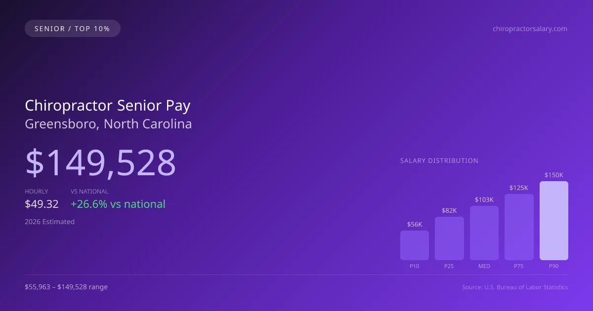 Chiropractor Senior Salary in Greensboro, NC — 2026 est., based on 2025 BLS